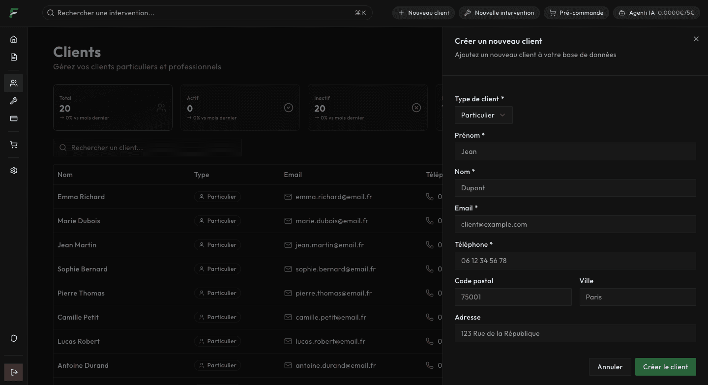 Interface CRM Client